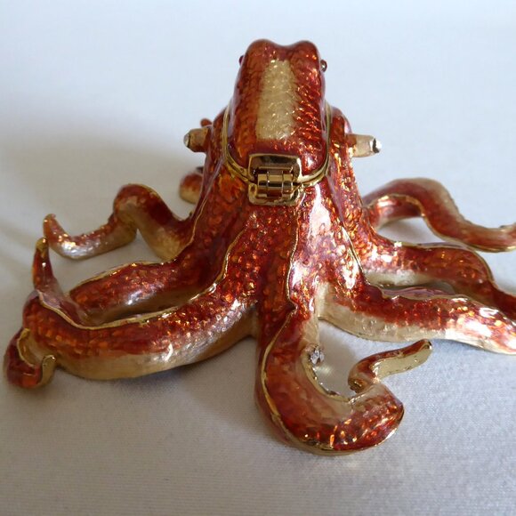 NOBILITY ENAMEL ENAMELED BEJEWELED OCTOPUS TRINKET BOX (NEW IN BOX) - Picture 7 of 11